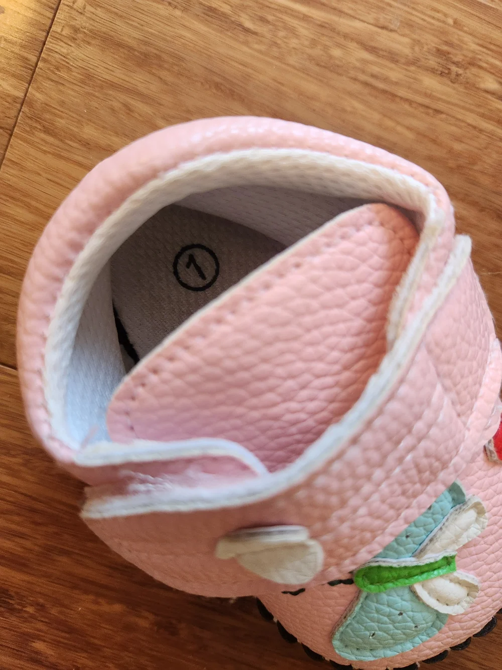 Pink Butterfly Baby Girl Shoes - Soft Faux Leather Infant Moccasins, Size 1